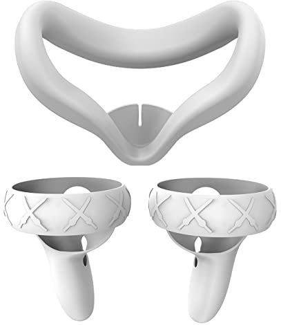 NEWQSING VR-Headset-Zubehörset für Quest 2 - Silikonhülle für VR-Brille + Touch-Controller-Schutzhülle