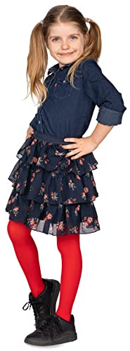 looksy Collant In Microfibra Per Bambina Morbidi Ed Elasticizzati Calze Collant Resistenti Per Uniforme Scolastica Rosso 7-8 Anni