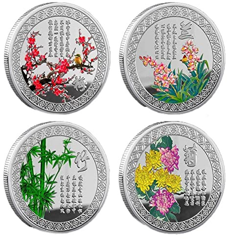 Wudaizhi Blossoms De Prune Chinoise, Orchidées, Bambou Et Chrysanthemum Commémoratifs Corie Les 4 Messieurs Peinture Chinoise Traditionnelle
