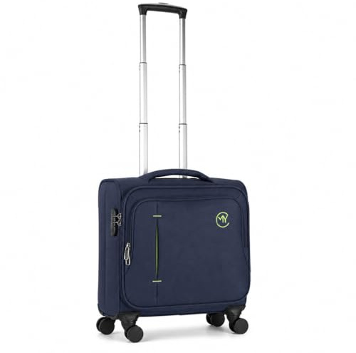 RMW Laptop Bag with Wheels Lightweight Pilot Case Mens Carry On Suitcase Travel Laptop Case Rolling Briefcase Women Computer Trolley Overnight Luggage Cabin Bag for Trip Business (Navy)