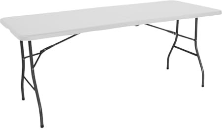 THINIA HOME Mesa Catering Plegable Portátil Rectangular 180 cm Multiusos: Camping, Eventos en Espacios Exteriores o Interiores | Mesa Resina y Patas Acero | 4-6 Personas y Carga de 150kg