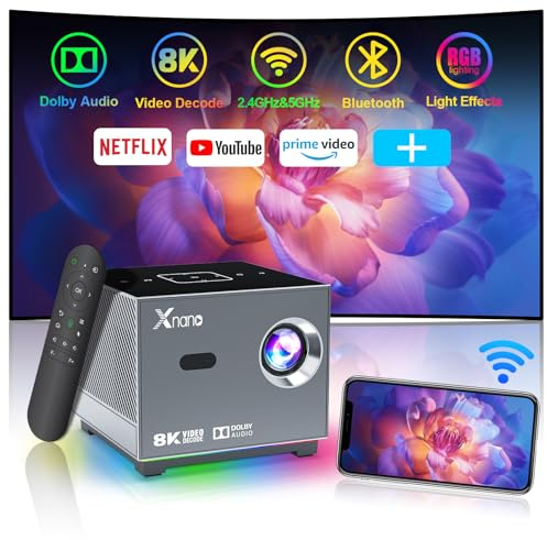 Proyector de soporte XNANO 4K con WiFi 6 y Bluetooth 5.0, cine en casa Full HD, 1080P, asistente de voz inteligente, 4D