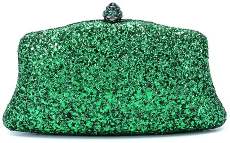 RomanticDesign Bolso de noche brillante con lentejuelas para mujer, bolso de mano para cóctel, fiesta de graduación, bolso de mano brillante, Verde
