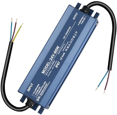 transformateur 220v 24v 80w 3.33A, alimentation 24v 80w | étanche IP67, Transfo AC à DC, pour G4, GU5.3, MR11, MR16, non gradable, sans bruit, sans scintillement, sans charge minimale