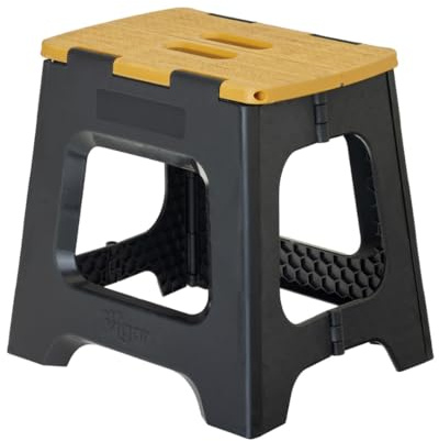 Vigar Kompakte Tritthocker Klappbar für Erwachsene, 32 cm, Klapphocker Faltbar 150 kg rutschfest, Leicht, Hocker Klappbar für Zuhause, Bad, Schlafzimmer, Büro, Schwarz Bamboo Print | 30,5–1,3 cm faltbarer Hocker, leichtes tragbares Design, Griff, rutschfeste Oberfläche, platzsparend, trägt bis zu 150 kg