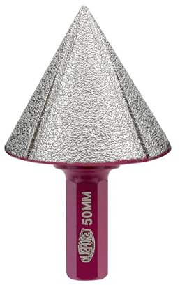 QUEFORET Broca de Chaflán de Diamante 50mm - Fresa para Biselar Amolar Recortar Agujeros en Cerámica Porcelánico Azulejos Mármol Granito, Vástago Hexagonal