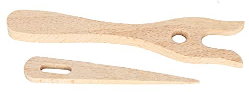 LetCart Holz-Webwerkzeug, Strickgabel aus Holz, große Öse, Nadel, DIY-Werkzeug für die Herstellung von Armbändern und Halsketten