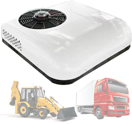 Quixnova Climatiseur de Toit pour Camping-Car – Unité de climatisation de stationnement 12 V 24 V CC pour Semi-Camion, Tracteur, Camping-Car, Pick-up, remorque – Refroidissement Uniquement,White-24V