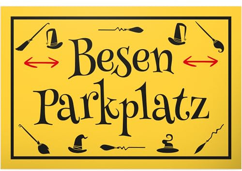 DankeDir! Parkplatz Besen Hexen - Kunststoff Schild 30 x 20 cm - Frauen Geschenk Geburtstagsgeschenk Geburtstag Freundin - Geburtstagskarte Partydeko Geschenkidee Geburtstagsdeko
