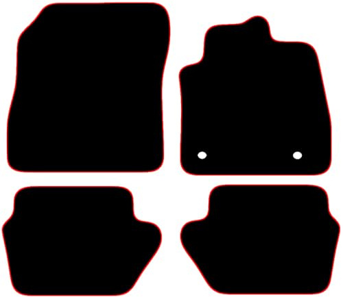 car mats for Ford Fiesta Mk8 2017-2023 4 Piece Set Car Mats UK-Made Tailored Fit Carpet Floor Mats Full Coverage Red Trim