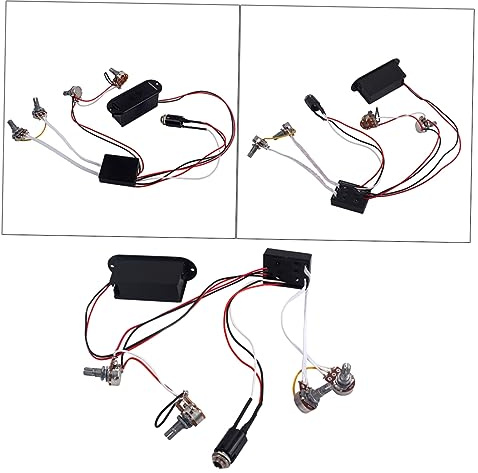 UPKOCH Bassverstärker Leiterplatte mit 2-band Equalizer Kabelbaum für Aktive Tonregler und 1 Volume 2 Tone Potentiometer Geeignet für Piezo Bassgitarren Schwarz