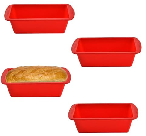 AVIDON Silicone Baking Pans Sets - Nonstick Bakeware Set with Loaf Pan, Muffin Pan, Square/Round Cake Pan, silicone baking molds for baking cakes, loaf, bread (7.5inch loaf pan x 4 packs)