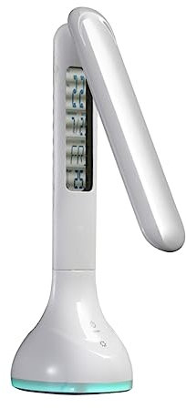 Hemobllo Led Schreibtischlampe Mit Augensteuerung Wiederaufladbar Dimmbar Integrierte Uhr Und Wecker Multifunktionale Tischlampe Für Arbeits Und Nachttischbeleuchtung