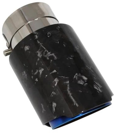 DZSQTUND Auto Auspuffblende Auto Glänzend Verstreut Muster Carbon Fiber Schalldämpfer Spitze Auspuffanlage Rohr Schalldämpfer Düse Universal Gerade Edelstahl Blau Auspuff Schalldämpfer(51-76)