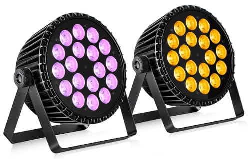 Betopper Luce da palcoscenico a LED, 18 x 18 W, RGBW ambra + LA+UV 8 in 1 ad alta potenza Par Can illuminazione, luci DJ stroboscopiche / lavaggio in alto, DMX512/suono attivato per feste matrimoni