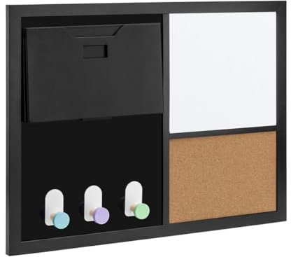 Spacetronik 3in1 Kombitafel, Magnettafel, Whiteboard & Kork-Pinnwand, Wandtafel mit trocken abwischbarer & magnetischer Schreibfläche, Memoboard für Büro, Schule & Zuhause (60x45 cm)