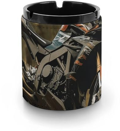 Cendrier de bureau imprimé moto sport, cendrier en cuir, convient pour les voitures, salons, cours, balcons