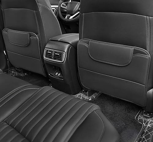 MCDA 2 Stück Autositz Rückenlehnenschutz für Opel Grandland X 2017-2025, Auto wasserdichte Rückenlehnenschutz Mit Taschen Schmutzabweisend Zubehör,Black