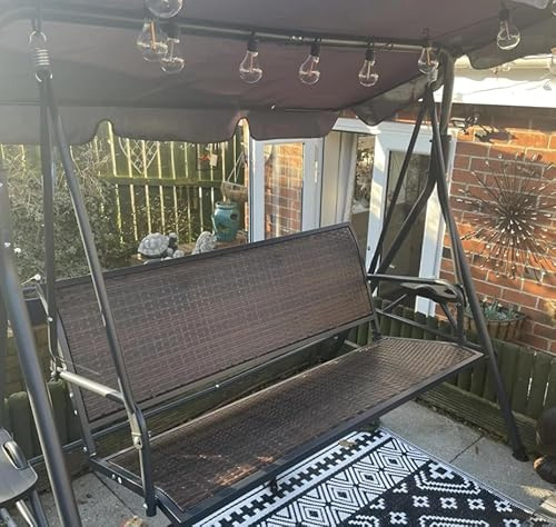 Rattan Swing Chair Large Outdoor Patio Furniture 3 Seater Garden Hammock Rocking Bench Seating Canopy Wicker Metal Deck Porch Seat Day Bed Furniture