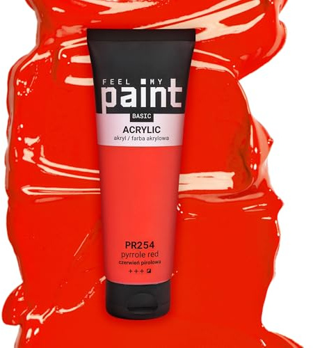 FeelMyPaint Colore Acrilico Rosso Pirrolo – 120 ml di vernice artistica ad alta pigmentazione per tela, carta, tessuto, legno, vetro, ceramica, metallo, pietra
