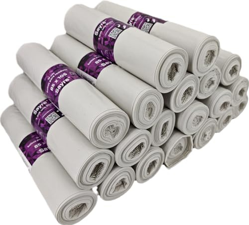 Bolsas de Basura Blancas de 100L – Pack 200 Unidades (20 Rollos) Bolsas de Comunidad 85 x 105 cm
