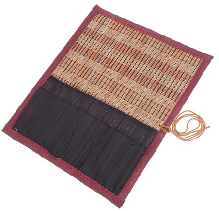 Sewroro Aufrollbarer Bambus Pinselhalter Canvas Rolltasche für Künstler Kalligrafie Stifte Organizer Große Stifttasche mit Bürstenschutz für Aquarellmalerei und Zeichenzubehör