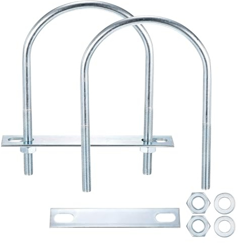 METALLIXITY U Bolts 2Sets (3/8(M10)x4.56x7.28),Round U Bolt Kits U Clamp | with Accessories - for Construction, Pipe, Trailer, Automotive, Leaf Spring Fastener