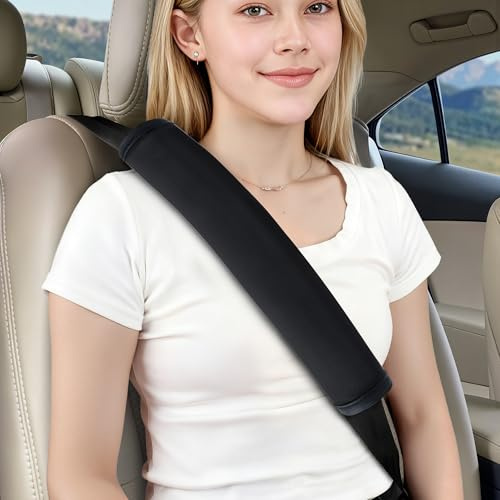 Extra Long Car Seat Belt Cover, Waterproof Seatbelt Shoulder Pad for Comfortable Driving, Soft Seatbelt Strap Cushion for Adults Kids Women & Men, Machine Washable, Black (15.5in-1Pcs)