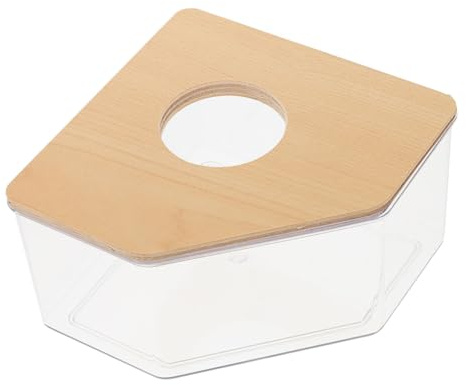 DECOMELODY Transparent Hamster Sandbadlåda med Akryl Triangulär Sandlåda med Trälock Hygienisk och Sandbadsbehållare för Smådjur Lämplig Hamsterbadrum och Lekområde