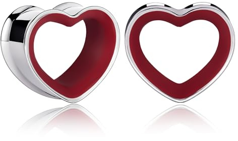 Vankula Ohr Tunnel 1 Paar Double Flared Flesh Plugs Ohrendehner Herz Einfache Edelstahl Ohrpiercing Ohrloch dehnen Schmuck für männer damen 8mm bis 25mm