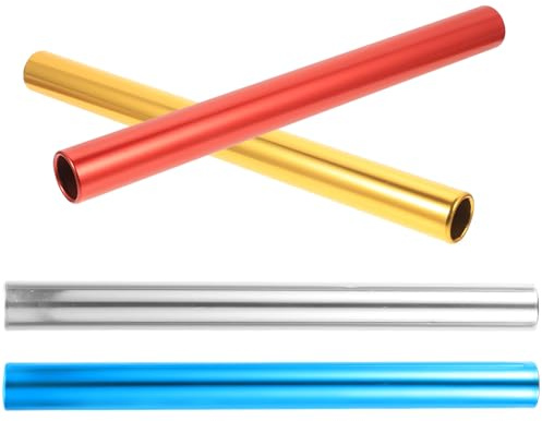 PACKOVE Lot de 4 Bâtons de Relais en Alliage D'aluminium Électrolytique, 2,7 Cm, Couleurs Bleu, Argenté, Rouge, Jaune, Accessoires pour Courses Scolaires et Sports D'extérieur