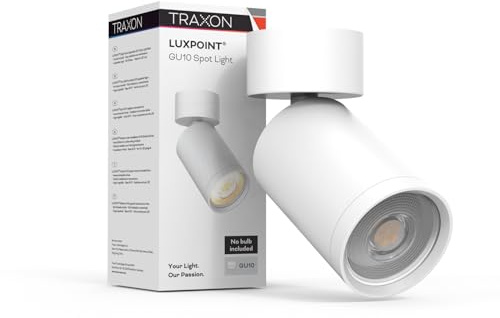 TRAXON LUXPOINT® Foco Orientable de instalacion en Superficie para Bombillas GU10 (No incluidas) Aplique de Techo Aluminio Ajustable Iluminación Direccional Interior (Superficie, Blanco)