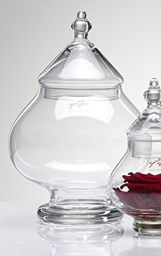 Sandra Rich 4X Glasschale TIN, mit Deckel, Glas Schale Bonbonière Bonbonglas 25 cm