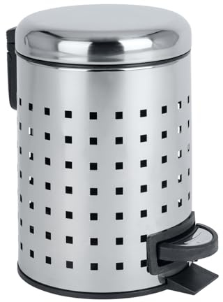 Wenko Cubo de Pedal Perforado Leman Acero Inoxidable, Brillante, 22.5 x 17 x 25 cm x 3 l