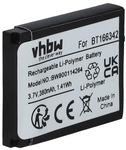 vhbw Batterie Compatible avec smartwatch X6 | W8, V8, QN-01, QW09 smartwatch montre connectée bracelet fitness (380mAh, 3,7V, Li-polymère)