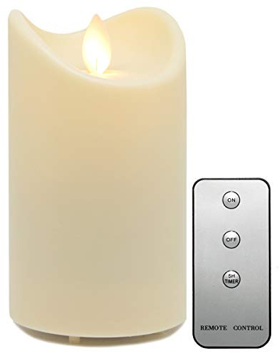 TRONJE Ø7x13 cm LED Candela a Batteria da Esterno Crema - Candela Plastica senza Fiamma con Timer e Telecomando - Impermeabile & Resistente al Calore