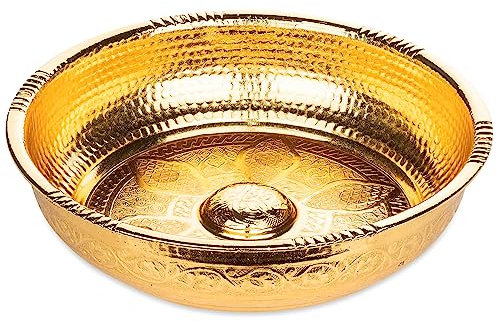 Alisveristime, Metall, Türkische authentische Kupfer-Badeschüssel & Hamamschale (440 g) aus Zink (Gold)