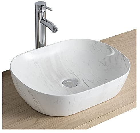Vadim Aufsatzwaschtisch, Keramik, Marmor-Optik, L 46 x T 37 cm