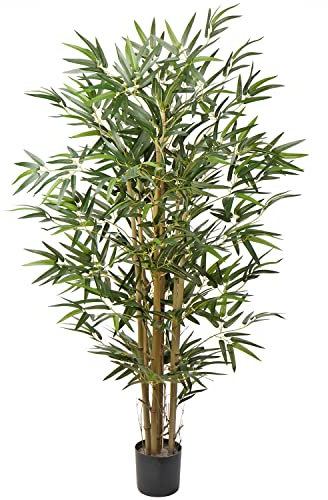 Briful 4Ft 48 Artificial Trees Outdoors Fake Bamboo Trees with Natural Cane Artificial Bamboo Plants Fake Plants in Pots for Home Office Lobby Garden Decoration