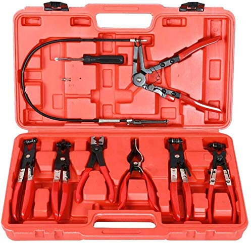 Tools Hose Clamp Plier Set, 9pcs Flexible Hose Clamp Pliers Wire Long Reach Pliers Set Car Repairs Hose Clamp Kit Removal Hand Tools Auto Vehicle Tools Pincers