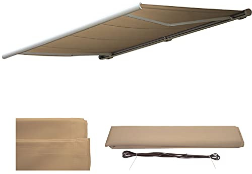 Funda de recambio para toldo T122, cofre completo Funda de recambio protección solar 4x3m ~ Poliéster crema