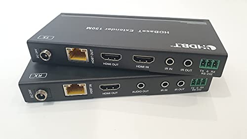 FOURKAY HDBT HDMI-Splitter-Verlängerung über CAT5e/6/7 Ethernet. Loop-Out-Splitter auf TX. Audio-Extraktion auf RX. Senden Sie SkyQ 4K60Hz bis zu 120m. Bidirektionales IR. Power Over Cable (PoC)