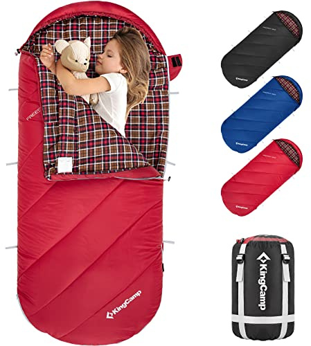 KingCamp Sac de couchage XXL Coton Flanelle Adulte Grand Froid | Sac de couchage pour hiver et été. Taille XXL 220x100cm, liberté de mouvement. Idéal pour camping en plein air