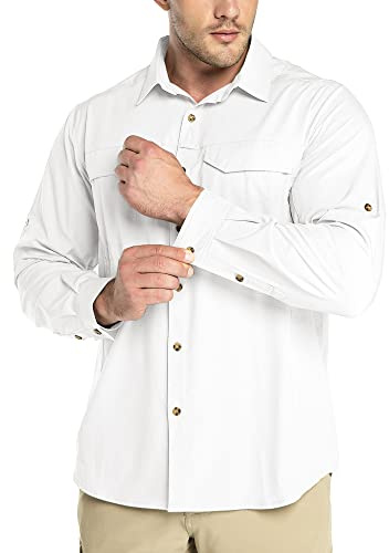 Chemise Outdoor Ventures pour Homme - Chemise de Loisirs à Manches Longues - Chemise de Plein Air Respirante - Séchage Rapide - Chemise Fonctionnelle, Hommes Printemps Été - Protection UV - T-Shirt de
