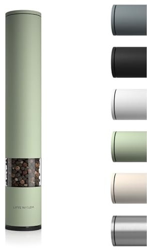 LARS NYSØM Pfeffermühle manuell groß (28,8cm) mit einstellbarem Keramikmahlwerk I Salzmühle Pfeffermühle Gewürzmühle (1 Stück) (Sage Green)