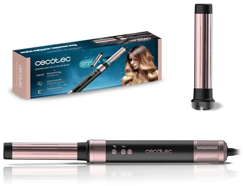 Cecotec Cepillo de Aire Caliente Moldeador Multifunción Alisador 2 Cabezales Tecnología Coanda CermicCare 2in1 AirGlisse Black. 1400W, Motor Digital, Elimina Frizz, 3 Velocidades, 3 Temperaturas