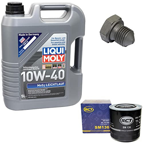 Motoröl Set MOS2 Leichtlauf 10W-40 5 Liter + Ölfilter SM136 + Ölablassschraube 03272