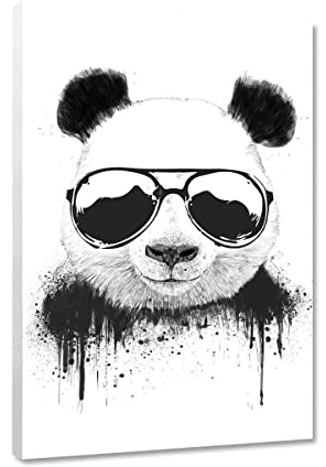 Hustling Sharks® Tierbilder auf Leinwand als XXL Wandbild Stay Cool - Leinwandbilder im Hochformat, Wandbild Tiere, Wandbild Schlafzimmer, Deko Wohnzimmer, Panda Deko, Panda Bild (40x60cm)