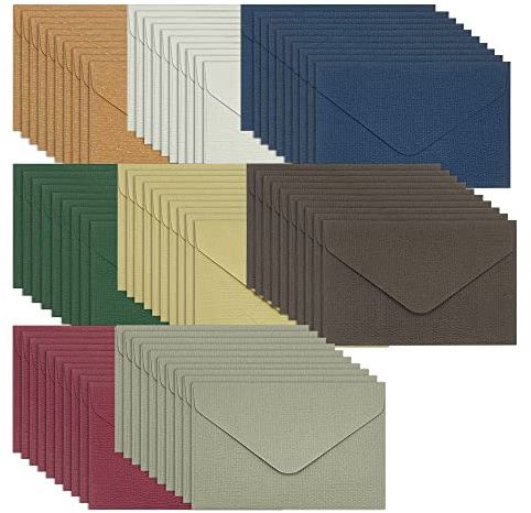 WYAN Mini Briefumschläge Bunt-80 Stück Gerippte Briefumschläge,DIY leere Briefumschläges,für Grußkarten Einladung Geburtstagskarten(10,5 × 7 cm,8 Farben,Karte nicht enthalten)