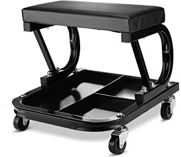 WAEYZ Garage Rollsitz, Niedriger Hocker mit Rädern, Heavy Duty Rolling Shop Mechanic Creeper/Shop Stool, mit Werkzeugablage und Equipment Rack